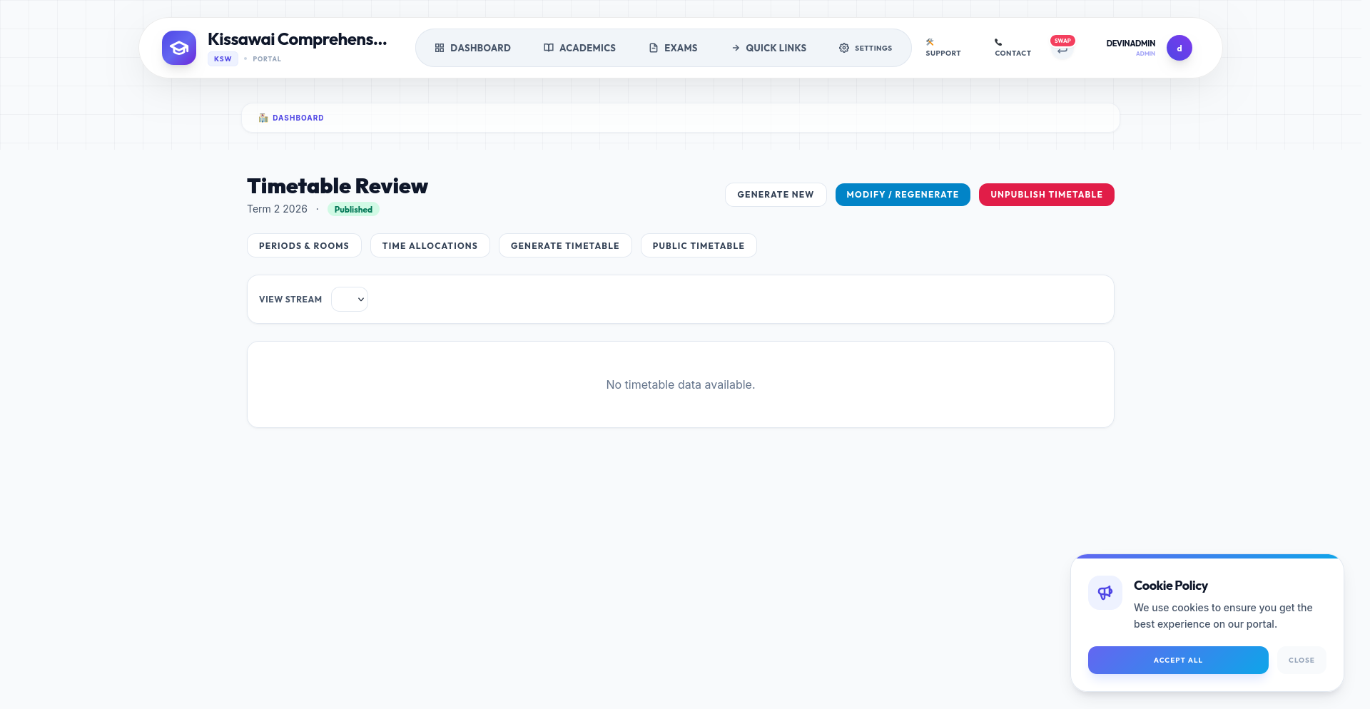 Timetable review